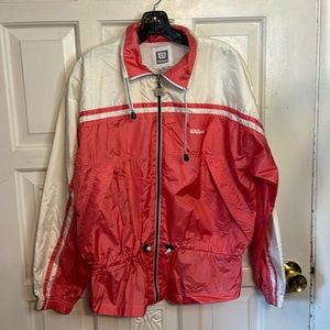 Wilson Vintage Y2K Peach/Coral Striped Arm Tie Waist Windbreaker Size Medium